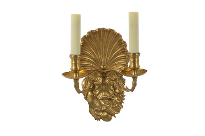 Silvered Bronze Shell Motif "COQUILLE"  Two Light Sconce Default