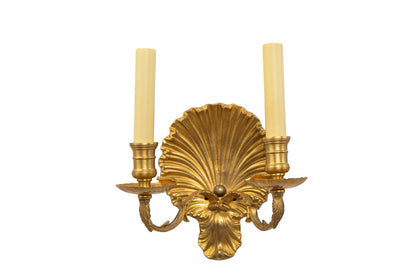 Silvered Bronze Shell Motif "COQUILLE"  Two Light Sconce Default