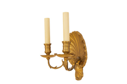 Silvered Bronze Shell Motif "COQUILLE"  Two Light Sconce Default