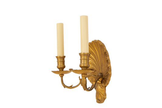 Silvered Bronze Shell Motif "COQUILLE"  Two Light Sconce Default