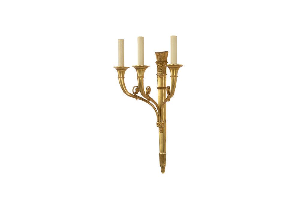 Gilt Bronze L.XVI Style Garland And Floral Motif Three Light Sco Default