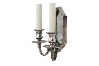 Silvered Bronze And Antique Mirrored Back Two Light Sconce Default