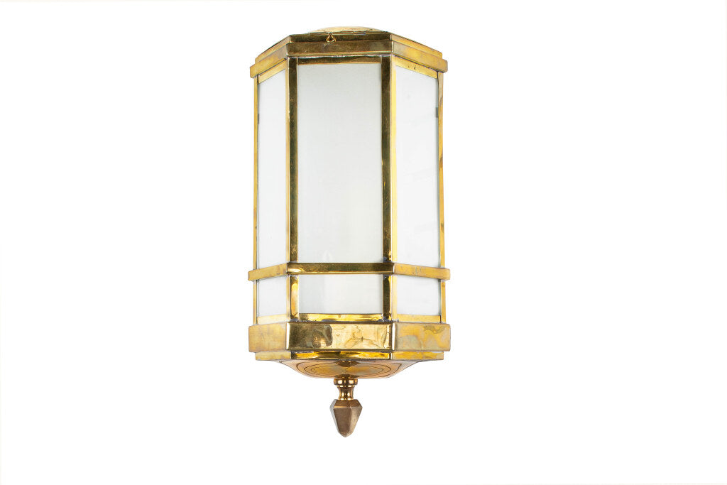 Brass And Milk Glass Art Deco Style Wall Lantern Default