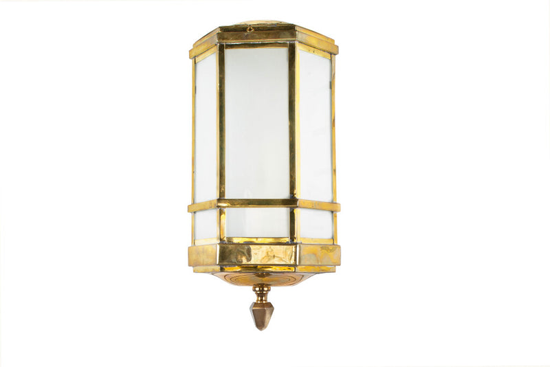 Brass And Milk Glass Art Deco Style Wall Lantern