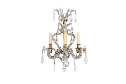 Beaded Crystal And Gilt Iron Genoese Style Three Light Sconce Default