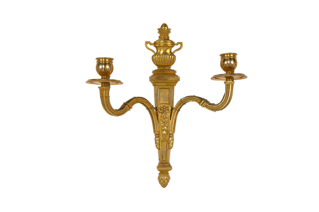 Gilt Bronze L.XVI Style Two Light Sconce With Reeded Urn Default