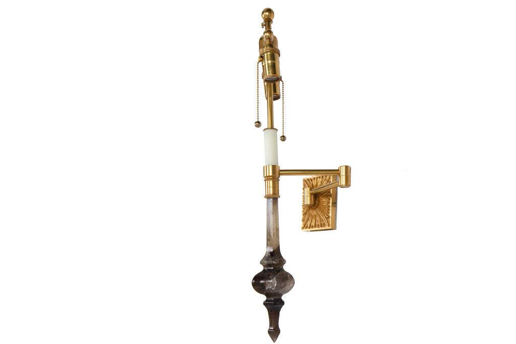 Gilt Bronze And  Rock Crystal Two Light  Wall Lamp Default