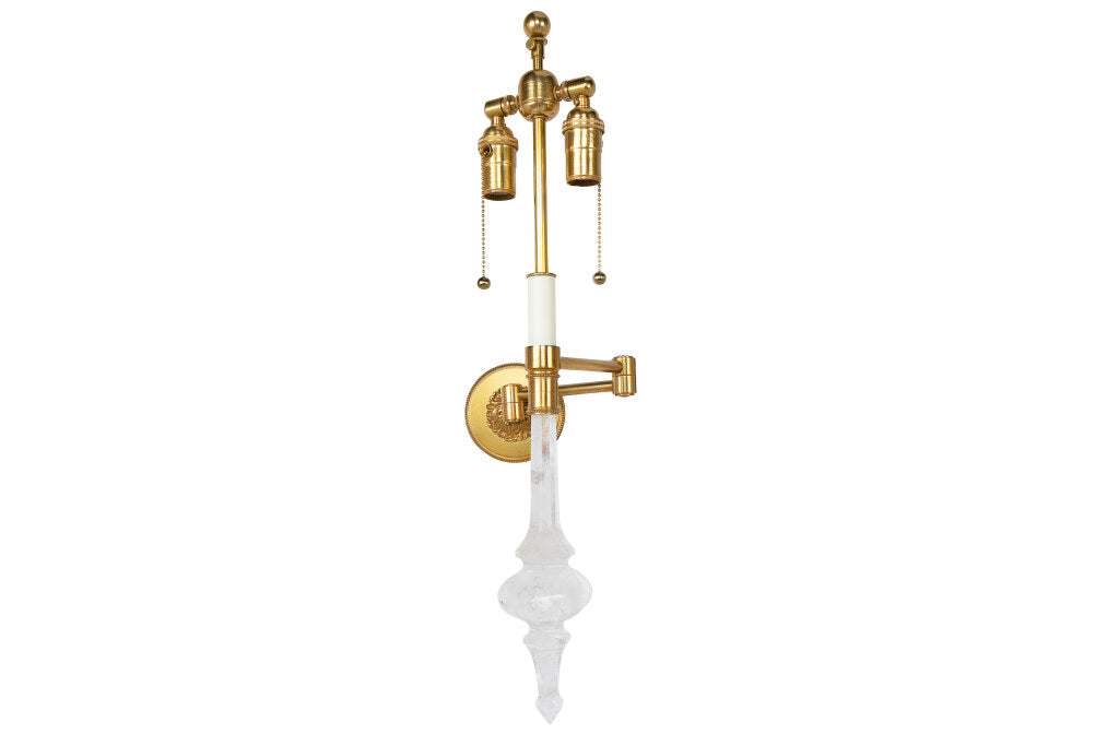 Gilt Bronze And  Rock Crystal Two Light  Wall Lamp Default