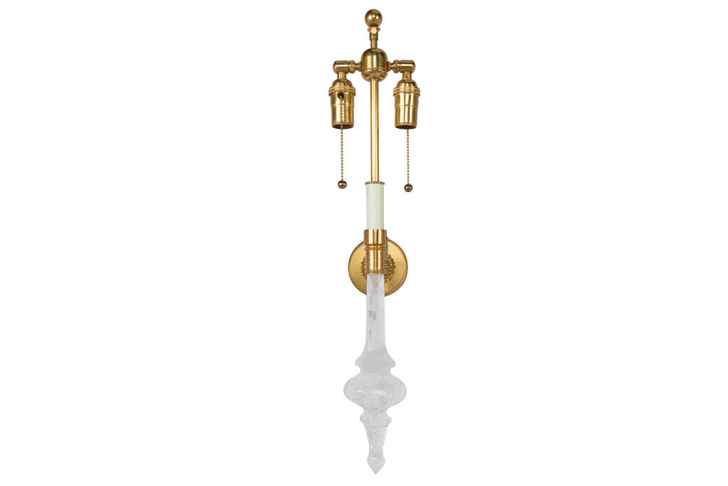 Gilt Bronze And  Rock Crystal Two Light  Wall Lamp Default