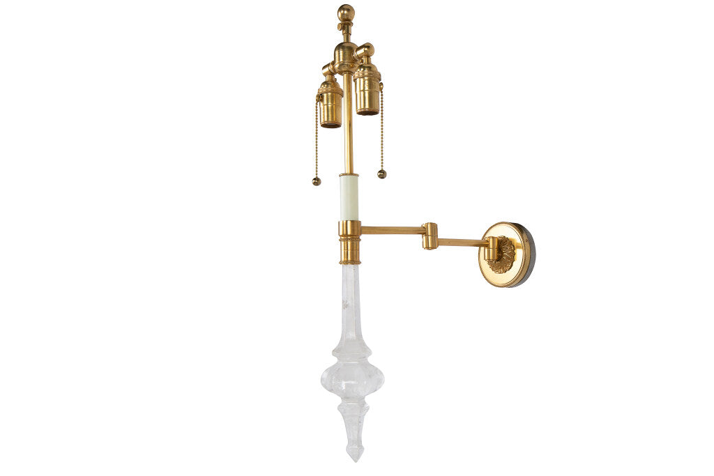 Gilt Bronze And  Rock Crystal Two Light  Wall Lamp Default