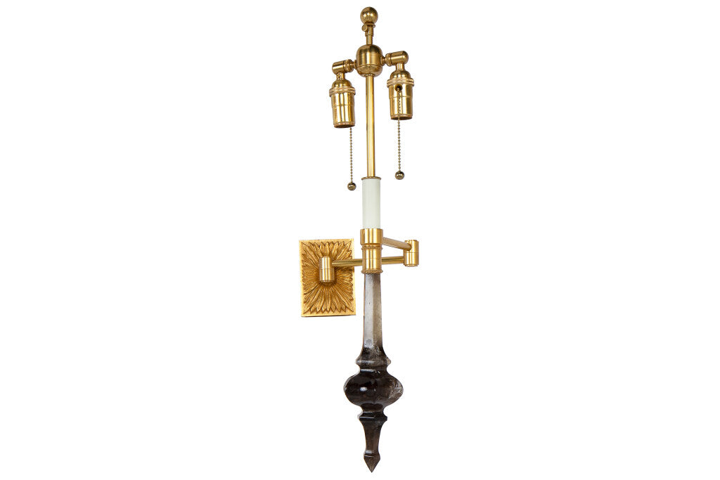 Gilt Bronze And  Rock Crystal Two Light  Wall Lamp Default