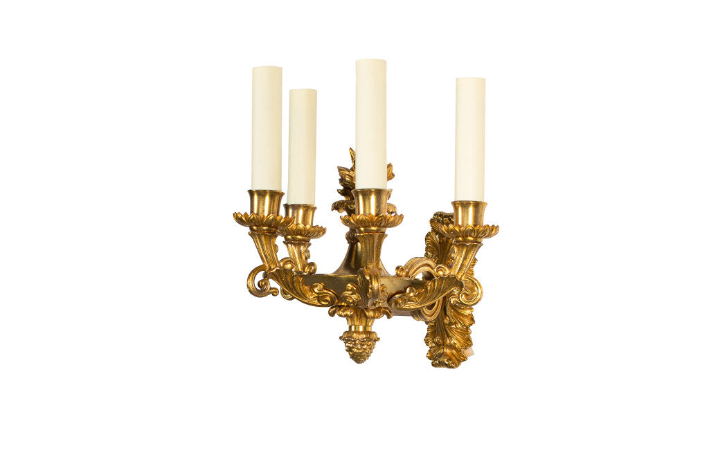 Gilt Bronze Empire Style Four Light Sconce With Central Flame Default