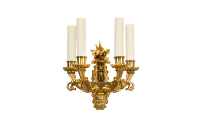 Gilt Bronze Empire Style Four Light Sconce With Central Flame Default