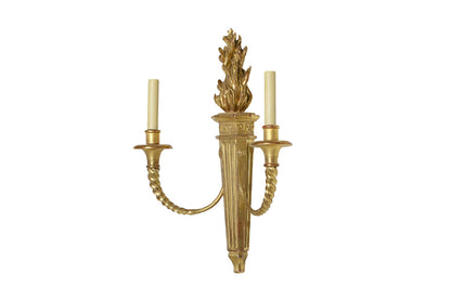 Giltwood And Gesso Empire Style Two Light Sconce With Flame Default