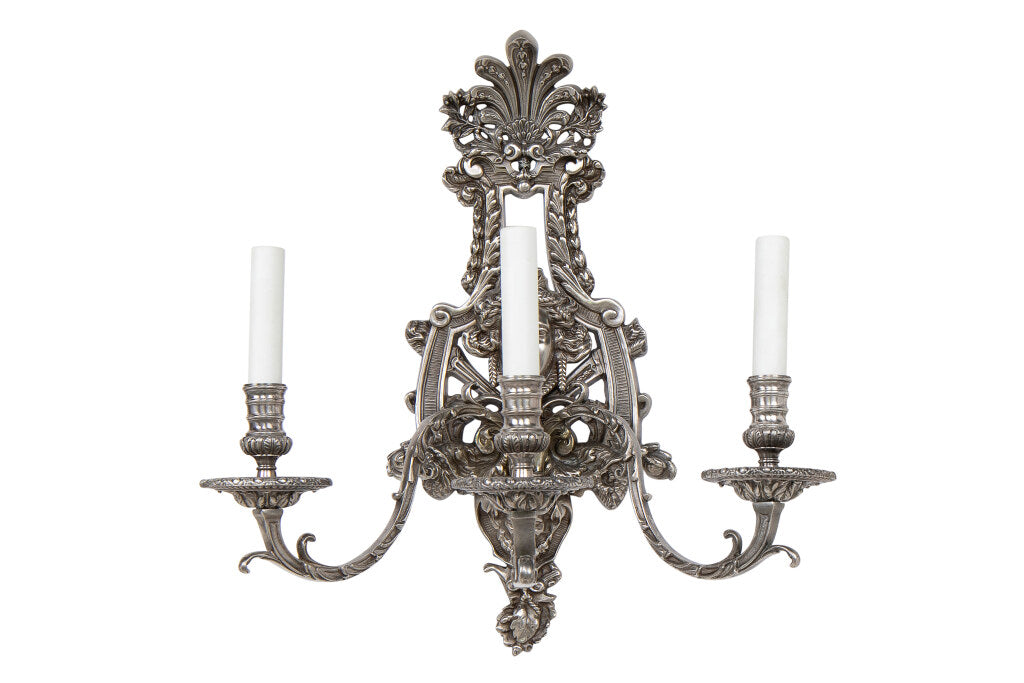 Silvered Bronze Regence Style Three Light Sconce Default