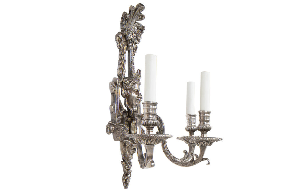 Silvered Bronze Regence Style Three Light Sconce Default