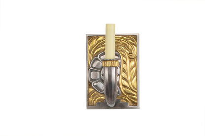 Nickel and Gilt Bronze Art Deco Style One Light Sconce With Mold Default