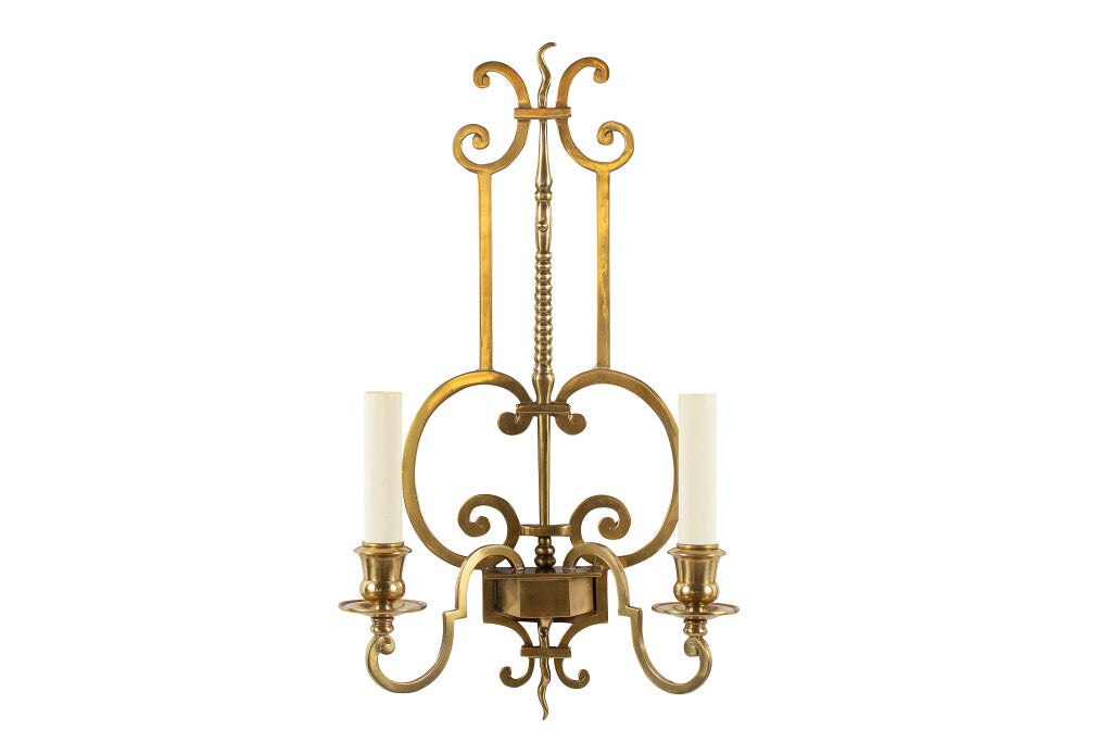 Brass Two Light Continental Style Scroll Work Sconce Default