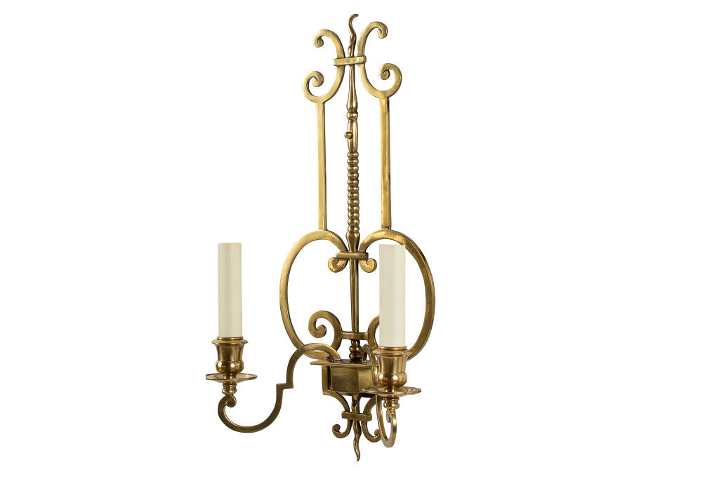 Brass Two Light Continental Style Scroll Work Sconce Default