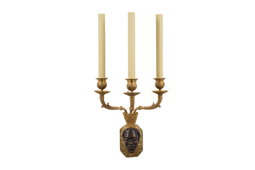 Gilt And Patinated Bronze NUBIAN Three Light Sconce Default