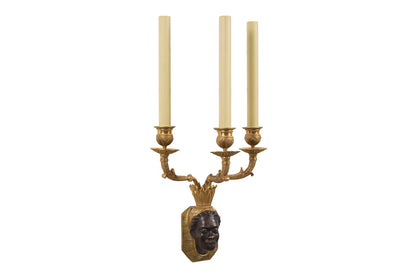 Gilt And Patinated Bronze NUBIAN Three Light Sconce Default