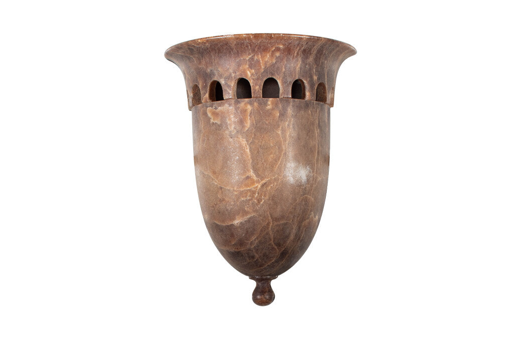 Hand Carved Urn Shaped Alabaster One Light Sconce With ARC Motif Default