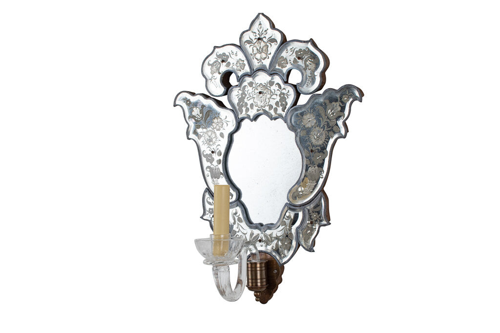 Venetian Antiqued Etched Mirror And Glass "GRITT"I  One Light Sc Default