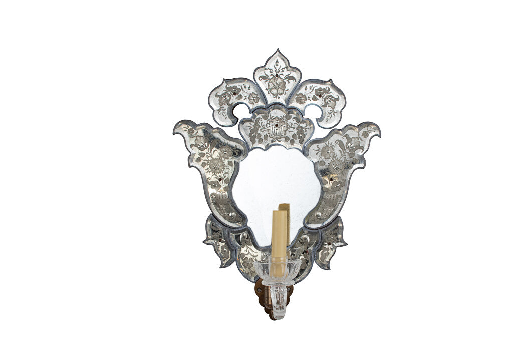 Venetian Antiqued Etched Mirror And Glass "GRITT"I  One Light Sc Default