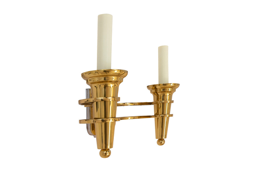 Polished Brass  Art Deco Style "DELANO"   Two Light Sconce Default