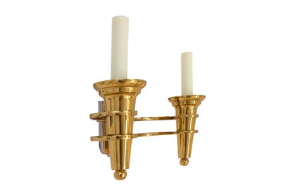 Polished Brass  Art Deco Style "DELANO"   Two Light Sconce Default