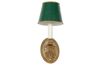 Gilt Bronze Oval Shaped Back One Light Sconce With Painted Tole Default