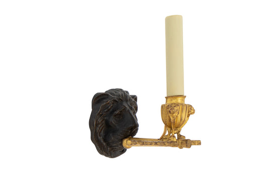 Painted And Giltwood Lion With Footed Candle Cup One Light Sconce Default