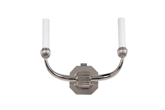 Nickeled Bronze Art Deco Style Two Light Sconce With Octagonal B Default