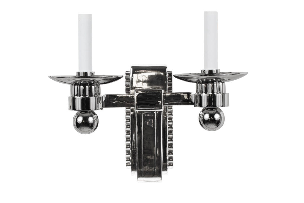 Art Deco Style Nickeled Bronze Two Light Sconce Default
