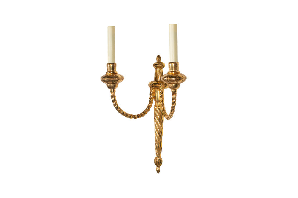 Gilt Bronze L.XVI Style Twisted Rope Motif Two Light Sconce Default