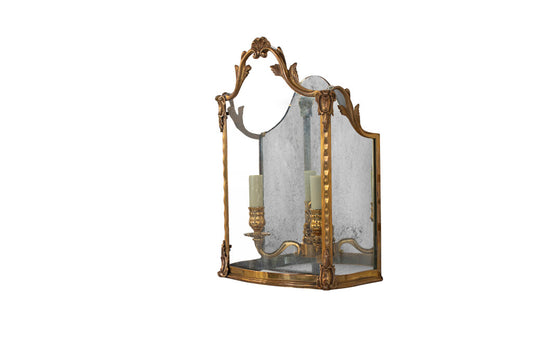 Gilt Bronze And Mirrored Back L.XV Style Two Light Wall Lantern Default