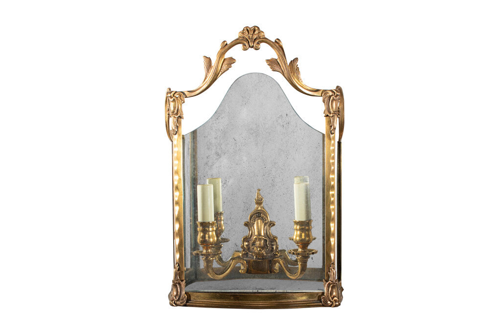 Gilt Bronze And Mirrored Back L.XV Style Two Light Wall Lantern Default