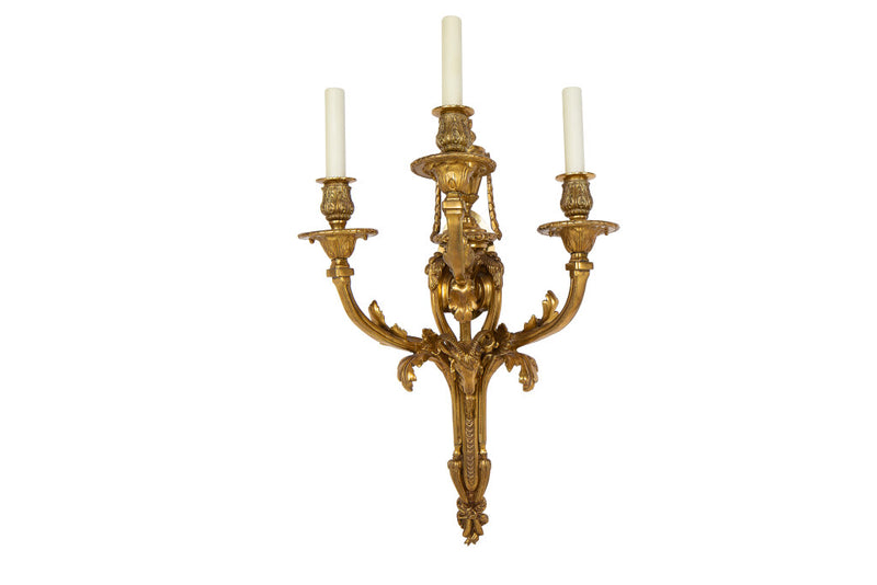 Gilt Bronze L.XVI Style Ram's Head, Urn With Garland Decoration