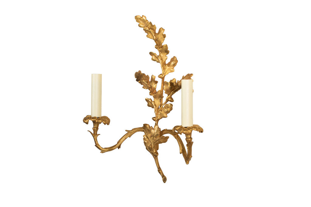 Gilt Bronze Oak Leaf And Acorn Motif  Left And Right Two Light S Default