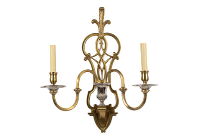 Gilt And Nickeled Bronze Adam Style Two Light Sconce With Prince Default