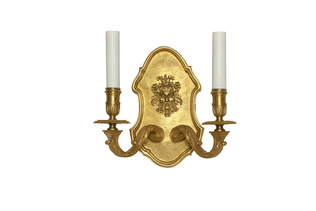 Gilt Bronze Regence Style Two Light Sconce With Mask Decoration Default