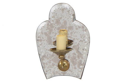 Antiqued Mirror Backed And Brass Scallop Shaped One Light  Sconce Default