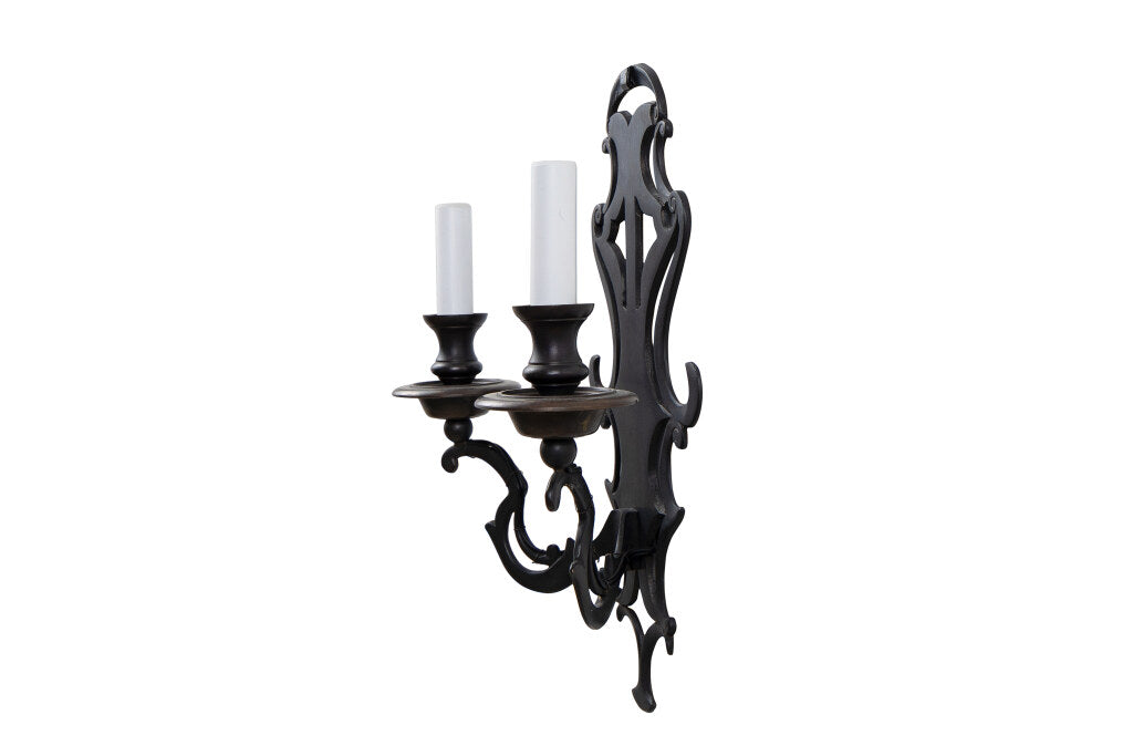 Oxidized Brass  Open Fretwork Back Two Light Sconce Default