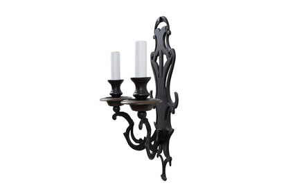 Oxidized Brass  Open Fretwork Back Two Light Sconce Default