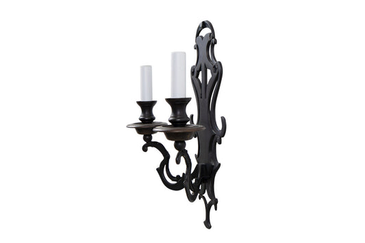 Oxidized Brass  Open Fretwork Back Two Light Sconce Default