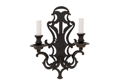 Oxidized Brass  Open Fretwork Back Two Light Sconce Default