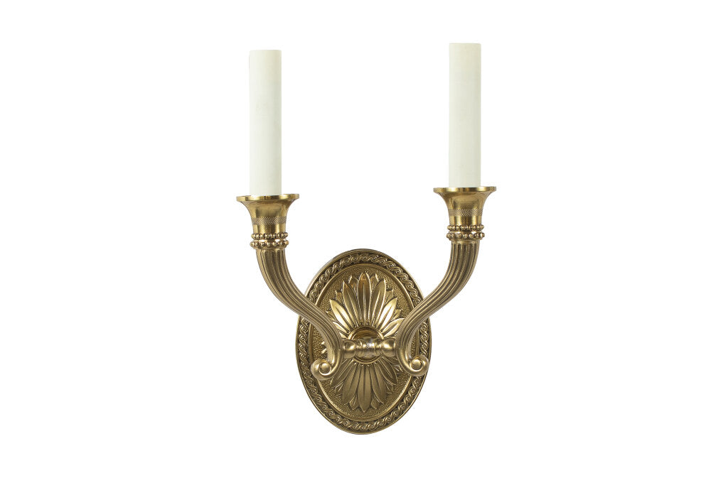 Gilt Bronze Oval Backed And Reeded Cornucopia Shaped Arms Two Li Default