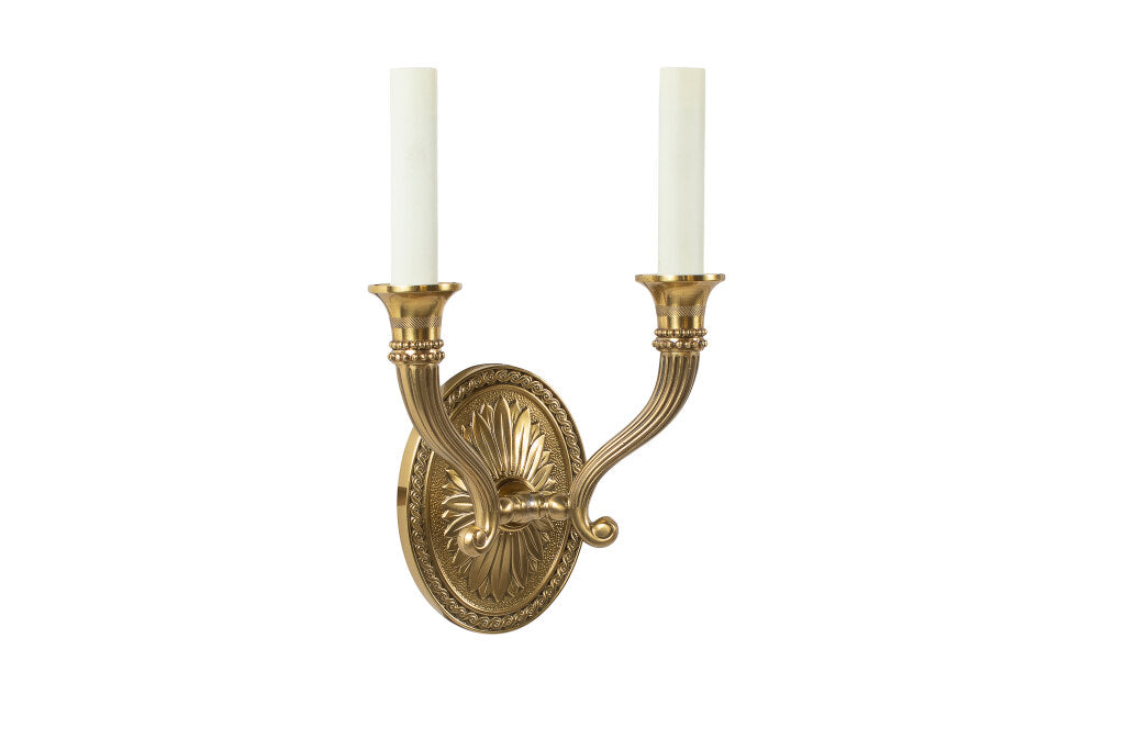 Gilt Bronze Oval Backed And Reeded Cornucopia Shaped Arms Two Li Default