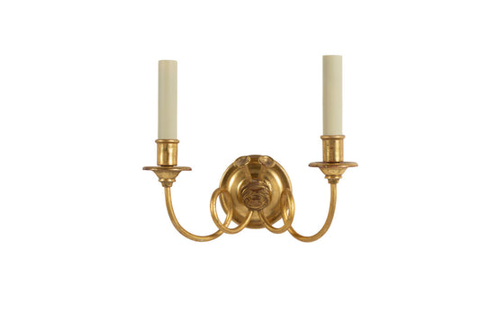 Giltwood And Gesso Trumpet Motif Two Light Sconce Default