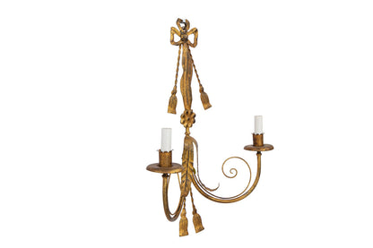 Gilt Iron L.XV Style  Ribbon And Tassel Motif
Two Light Sconce Default